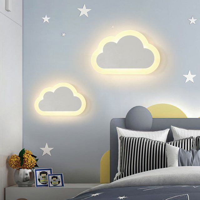 Claeted Wolke Wandlampe für Kinderzimmer im Cartoon-Design mit lächelndem Motiv für Schlafzimmer und Nachttisch - Bild 1