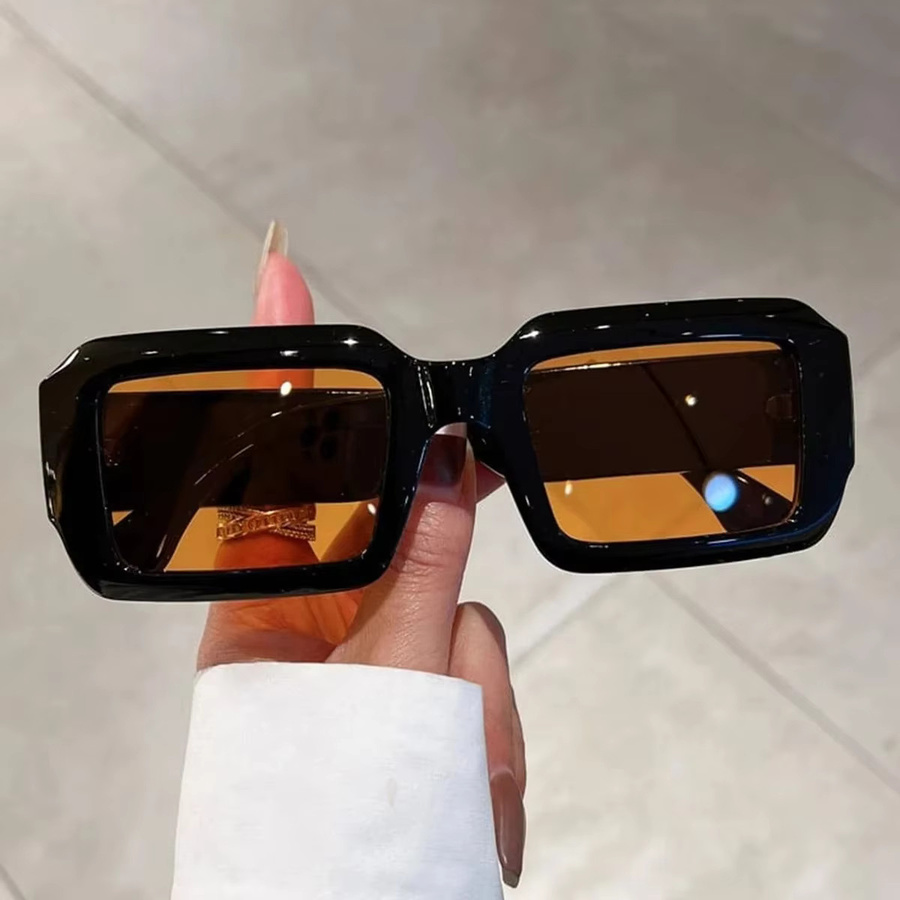 Vintage Sonnenbrille Square, Vollrand, Kunststoff, Schwarz, Damen - Bild 1