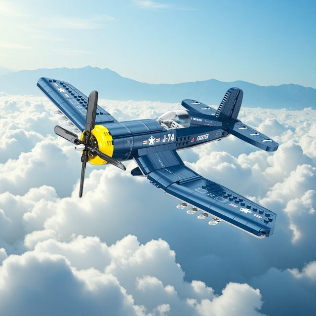 KNEW BUILT Fighter Jet Helicopter Plane Bausteinspielzeug in Blau für Jungen - Bild 1
