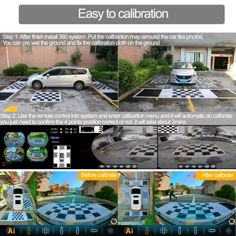 Carsanbo 360-Grad-Autokamerasystem mit KI-gestützter 3D-Vogelperspektive in Schwarz, Full HD 1080P, kompatibel mit Ford Ranger F150 F250 F350 F450 F550 F650 - Bild 4