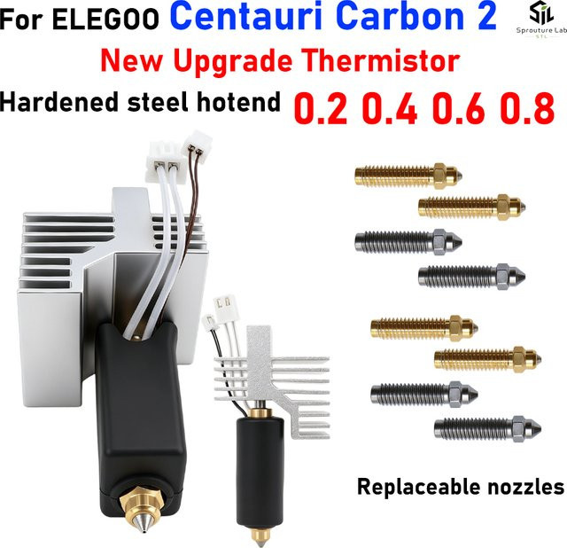 Elegoo CC2 Hotend Upgrade Kit für Elegoo Centauri Carbon 2, montiertes Extruder-Hotend mit Düsenoptionen 0,2mm/0,4mm/0,6mm/0,8mm, Farbe: Silber - Bild 1