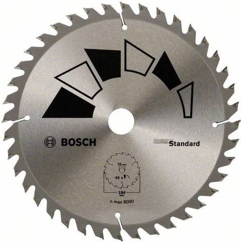 Bosch Hartmetall Kreissägeblatt Standard 2609256B56 mit 40 Zähnen, Durchmesser: 184 mm, Bohrung: 20 mm - Bild 1