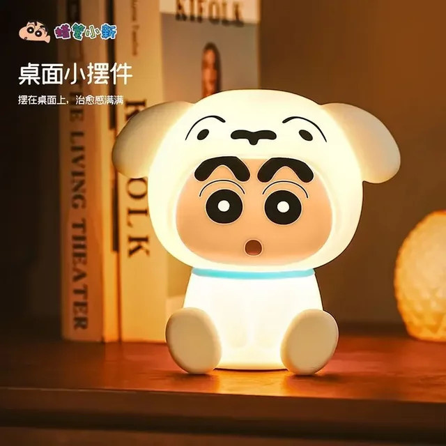 Bandai Crayon Shin Nachtlampe aus Silikon in Weiß, aufladbare LED-Tischleuchte mit sanftem warmweißem Licht und Touch-Funktion - Bild 1