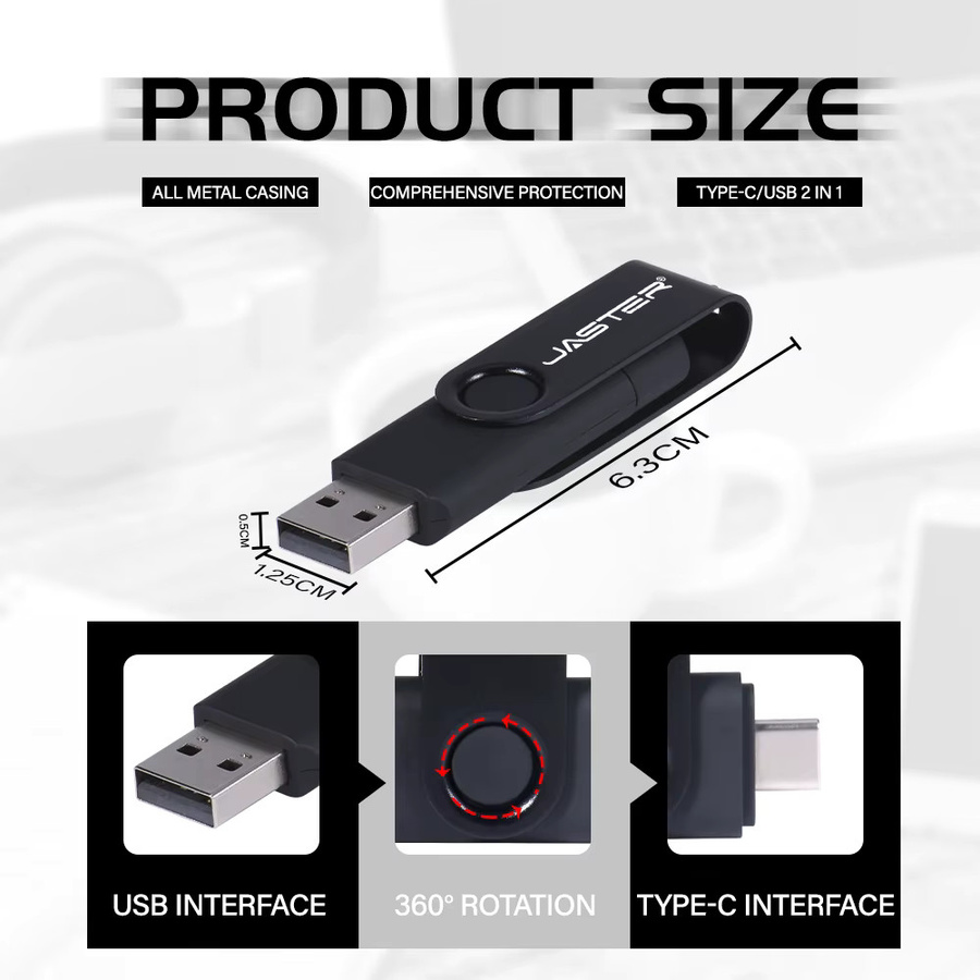 Jaster USB-C Flash-Laufwerk Typ C USB 3.0 Dual-Use Pen Drive für Computer und Handy - Bild 6