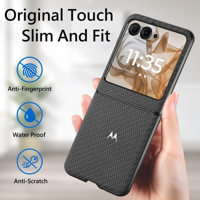 Business Luxus Schutzhülle mit Geflechtstruktur für Motorola Razr in Schwarz - Bild 1