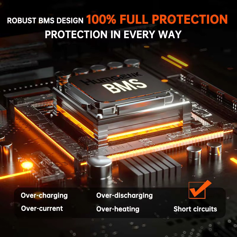 Humsienk Lithium-Eisenphosphat-Akku 12 V 100 Ah mit integriertem 100 A BMS in Schwarz - Bild 4