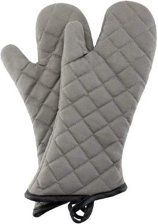 2er-Pack ILVISEST Ofenhandschuhe aus Baumwolle in Grau, extralange hitzebeständige Küchenhandschuhe mit rutschfestem Frottee-Futter - Bild 1