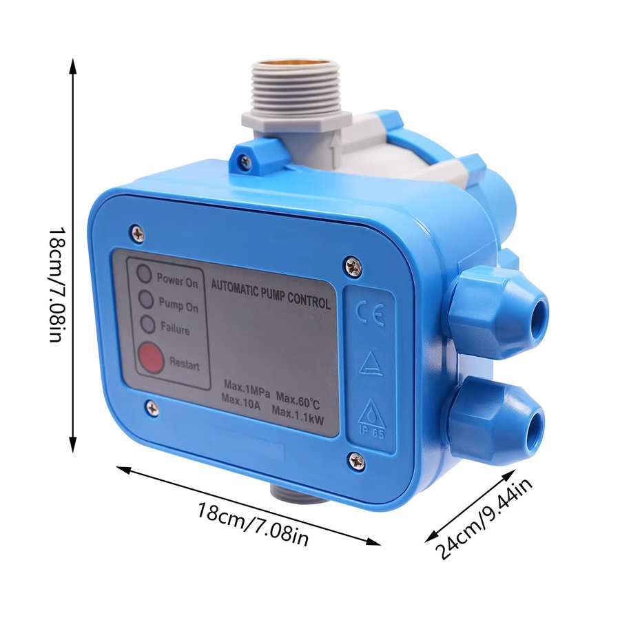 Bymaocar Automatische Pumpensteuerung Wasserpumpenregler in Blau mit 1,5 Bar Arbeitsdruck und 10 Bar Maximaldruck für Haus, Hof und Garten - Bild 7