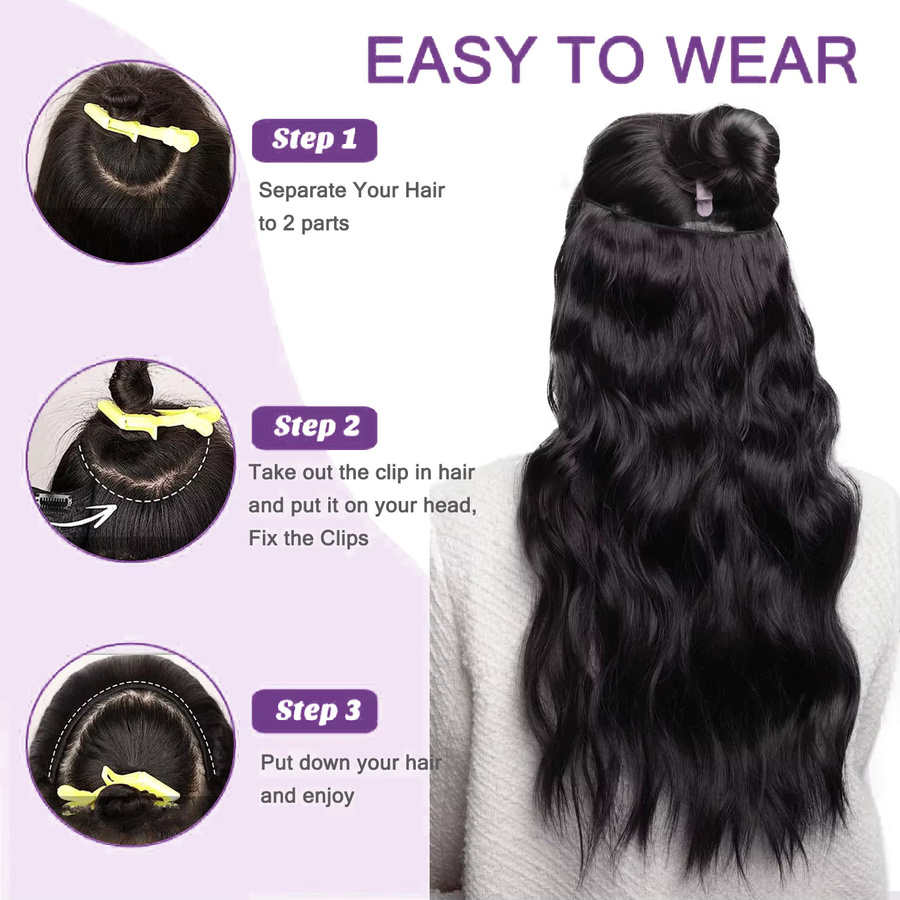 Happy Monday Clip-In Haarverlängerungen Body Wave, 100g, Echthaar - Bild 5