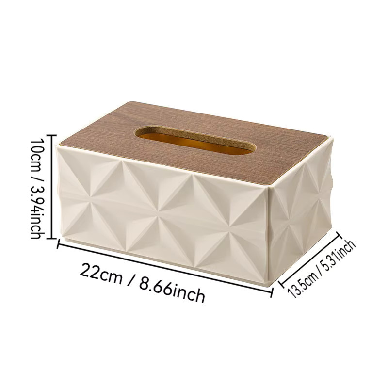 BRUSHZAZA Taschentuchbox mit Holzdeckel in Schwarz, minimalistischer Desktop-Organizer aus Holz mit großer Kapazität, B/T/H: 22,0 x 10,0 cm - Bild 2