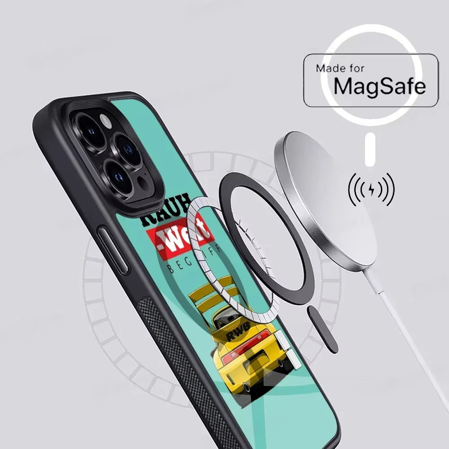 MagSafe iPhone Hülle mit Japan Sportwagen JDM RWB Design in Multicolour für iPhone 15 Pro Max, 14 Plus, 13, 12 und 11 mit magnetischer drahtloser Ladefunktion - Bild 3