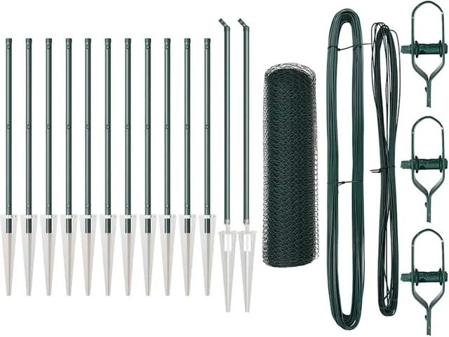 vidaXL Zaunpfosten aus Stahl und PVC in Grün, Höhe: 0,8 m, Durchmesser: 3,2 cm - Bild 1