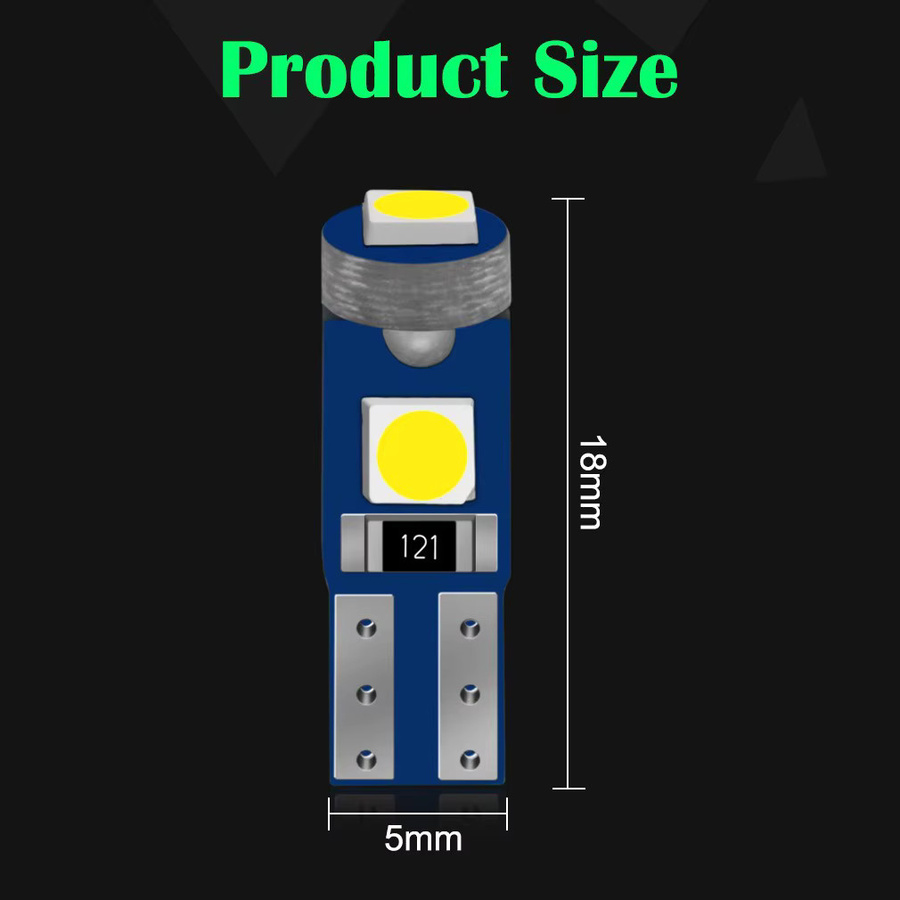 10er Set T5 LED Lampen W3W 1,2W Canbus für Instrumententafel, Dashboard und Klimaanlagen-Tasten in Silber - Bild 2