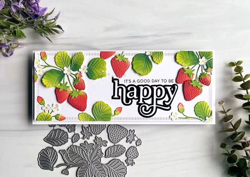 Metall-Schneidwerkzeug Erdbeerblätter für Scrapbooking und Bastelarbeiten, Silber - Bild 2