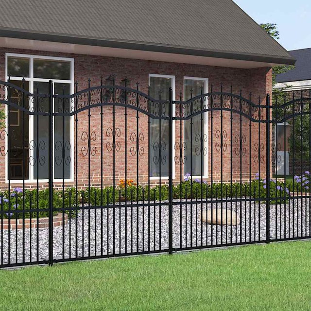 vidaXL Gartenzaun mit Speerspitze aus pulverbeschichtetem Stahl in Schwarz, B/H: 240 x 150 cm - Bild 2