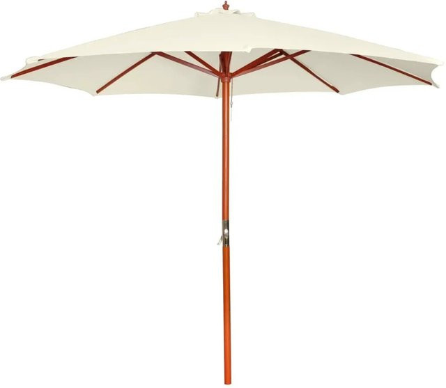 furnicato Sonnenschirm aus Hartholz und Polyester in Sandweiß B: 300 cm, H: 258 cm - Bild 1