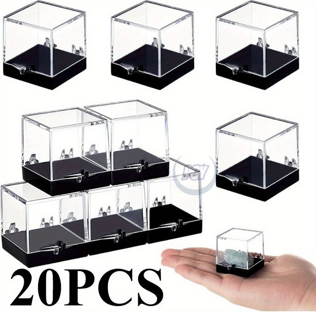 20 Stück PGY Acryl-Mineralproben-Displayboxen aus Kunststoff, transparente Vitrinen mit Deckel für Edelsteine, Münzen und Diamanten - Bild 1