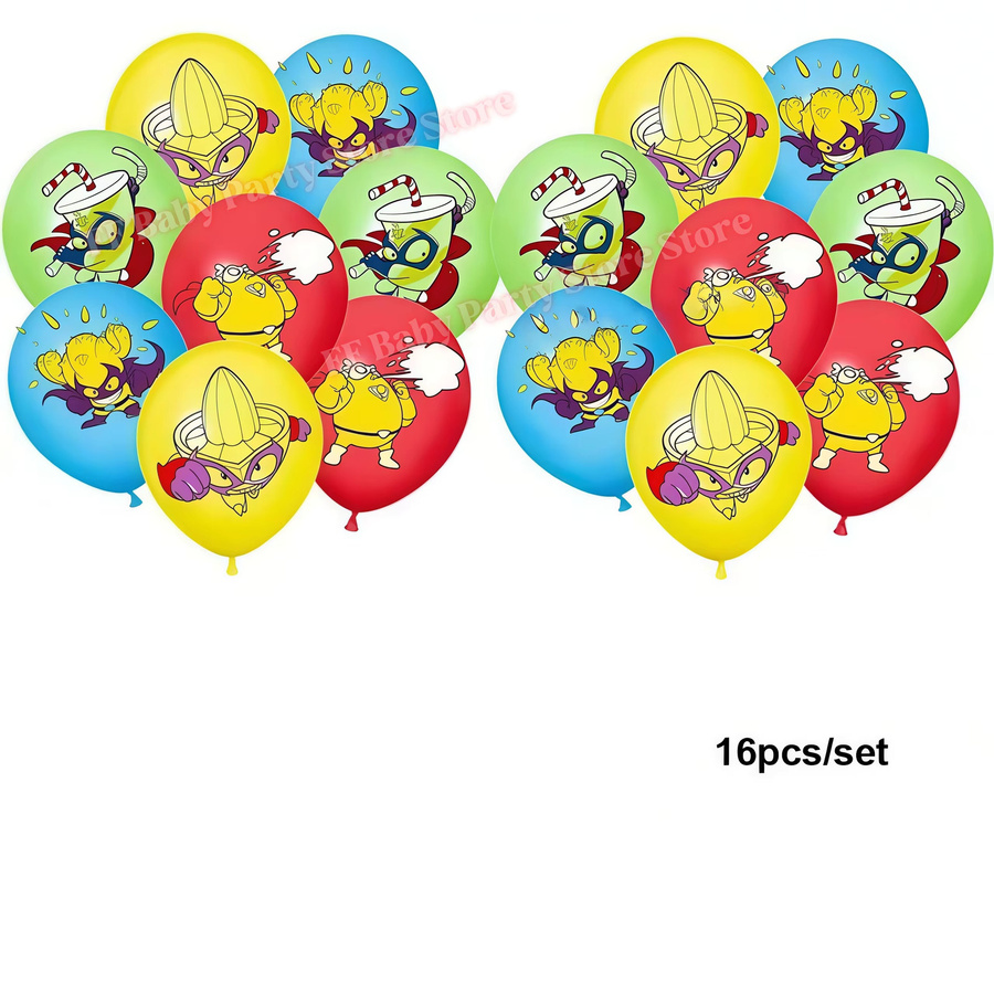 Potdemiel Superthings Superzings Geburtstagsparty-Dekoration Set aus buntem Papier mit runden Luftballons und Tortendekoration für Kinder - Bild 2