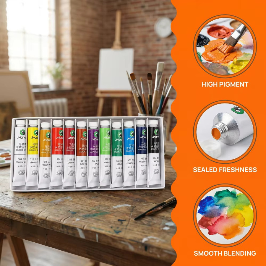Marie's Gouache-Farbset Multicolor mit 12 Farben à 12 ml für Kunst und Malerei - Bild 6