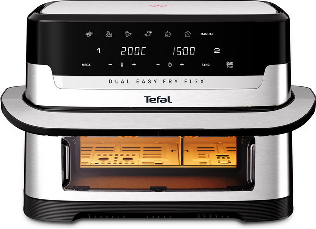 TEFAL Easy Fry Flex Heißluftfritteuse EY922D Dual Zone in Silber und Edelstahl - Bild 1