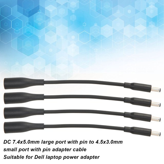 4 Stück DC Adapterkabel von Dell, Konverter von 7,4 x 5,0 mm auf 4,5 x 3,0 mm, Schwarz - Bild 1