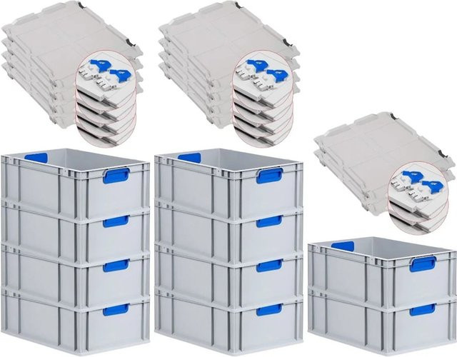 PROREGAL Spar Set 10x Eurobox Nextgen Color mit Scharnierdeckel und Schiebeschnappverschlüssen, Blau, H x B x T: 22 x 40 x 60 cm - Bild 1