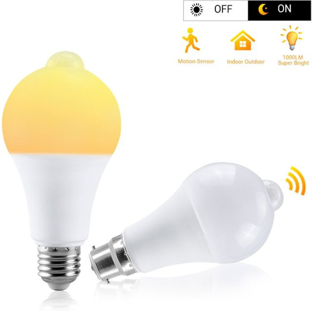 GGBEE LED Bewegungsmelder Glühbirne E27 mit PIR-Sensor, Weiß - Bild 1
