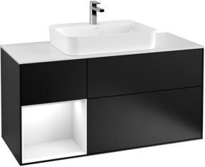 V&B Waschtischunterschrank Finion in Schwarz und Weiß lackiert, Breite: 120 cm - Bild 1