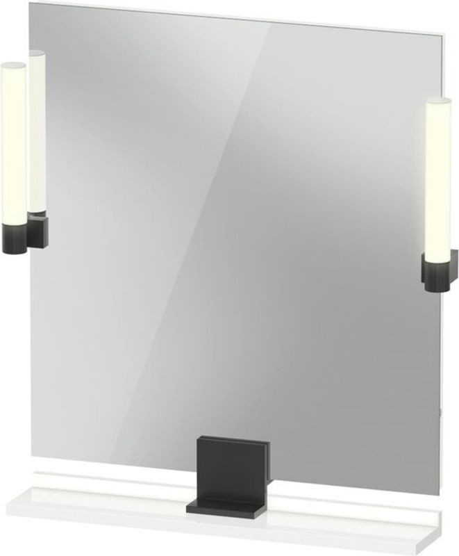 Duravit Sivida Wandspiegel mit LED-Beleuchtung und Ablage, Diamantschwarz Matt, B: 65 cm, H: 65 cm, T: 3,6 cm - Bild 1