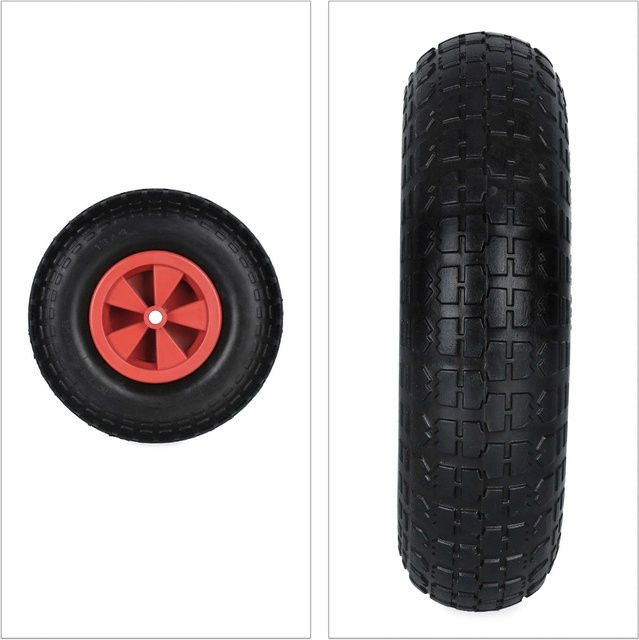 Relaxdays Pannensicheres Schubkarrenrad aus Vollgummi in Schwarz/Rot, Durchmesser: 33 cm, Breite: 9 cm - Bild 1