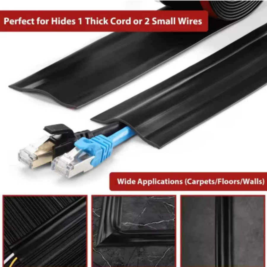 Flexible Kabelabdeckung aus PVC für den Boden in Schwarz zum Kabelschutz und Kabelmanagement - Bild 3
