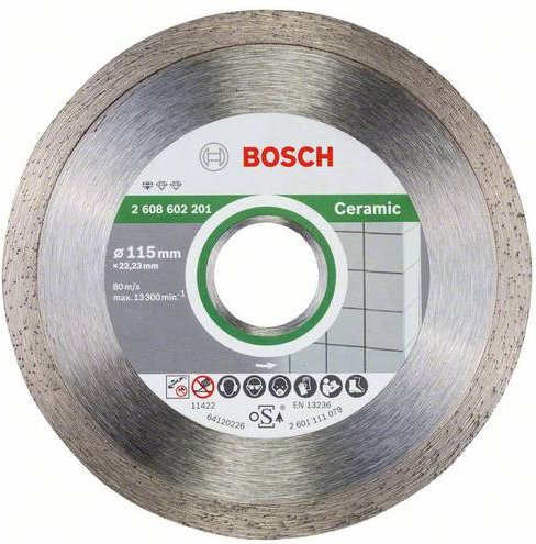 Bosch Diamanttrennscheibe Standard für Keramik, Farbe: Silber, Durchmesser: 115 mm, Bohrung: 22,23 mm - Bild 1