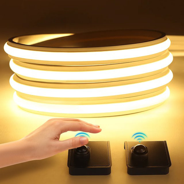 CHNAITEKE COB LED Streifen mit Dual PIR Bewegungssensor, Selbstklebend, Silikon Neon Licht für Treppen und Nachtbeleuchtung, DC 24V, Weiß - Bild 1