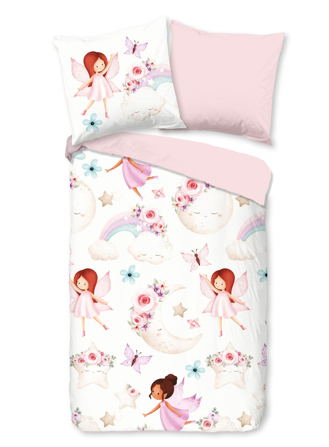 Good Morning Kinder Bettwäsche Lucia Rosa mit Feen, Sternen und Mond aus Baumwolle, B/H: 135 x 200 cm und 80 x 80 cm - Bild 1