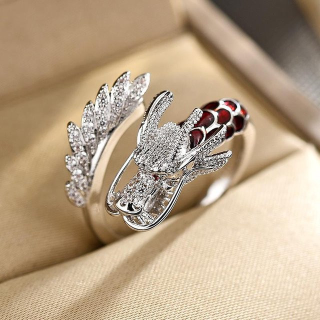YIRAN Drachenring, Kupfer, Bicolor, Zirkonia, Damen - Bild 1