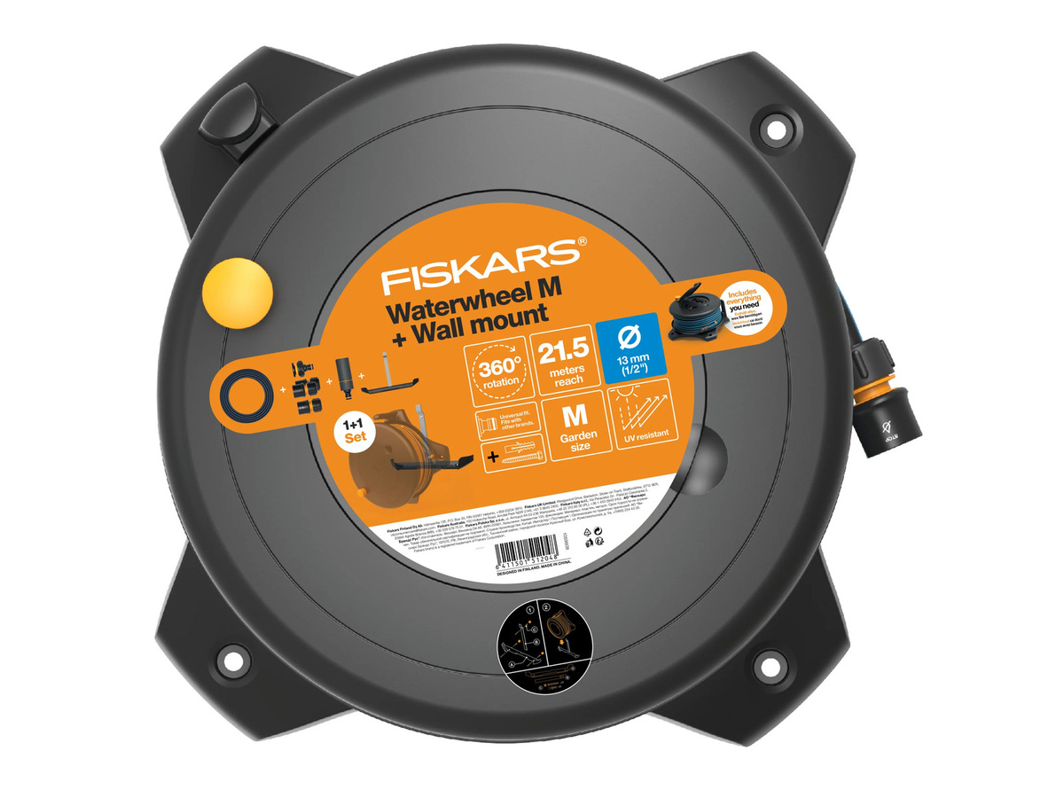 Fiskars Solid Wand-Wasserschlauchtrommel mit 20 m Schlauch und Wandhalterung - Bild 3