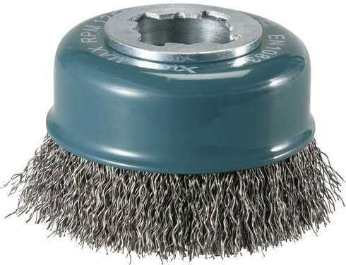 Makita Topfbürste aus Metall mit X-Lock für Winkelschleifer, Durchmesser: 7,5 cm, Farbe: Grau - Bild 1