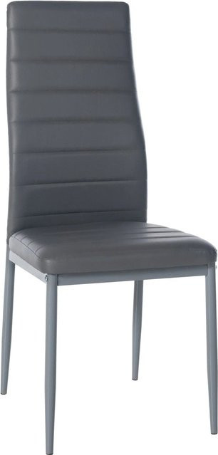 DELUKE Esszimmerstuhl HADOR aus Kunstleder in Grau mit Steppmuster, B/T/H: 41,5 x 40 x 99 cm - Bild 1