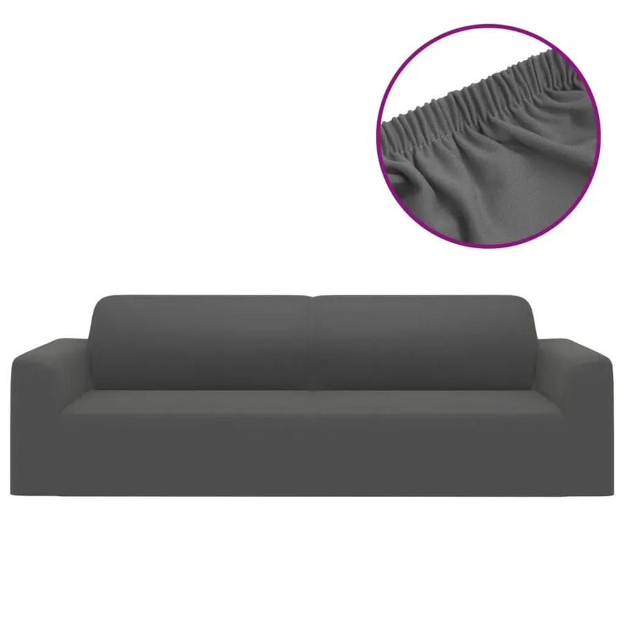 vidaXL Stretch Sofahusse für 3-Sitzer, Anthrazit, Polyester-Jersey - Bild 2