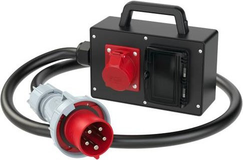 PCE CEE Stromverteiler 400V 63A 3-Phasen mit RCD in Schwarz - Bild 1