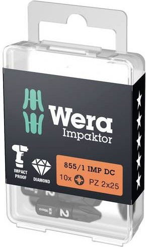 Wera Kreuzschlitz-Bit 2 D 6.3, 10 Stück, Mehrfarbig - Bild 1