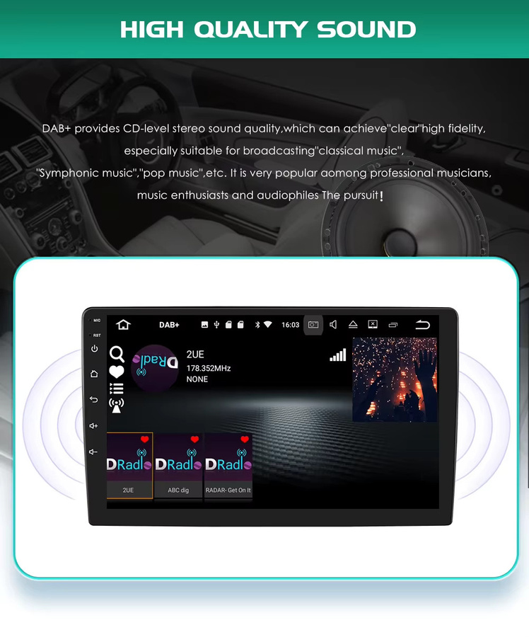 Digital Audio Broad DAB+ Adapter mit Antenne für Android Autoradio und Stereo Multimedia Player, Schwarz - Bild 4