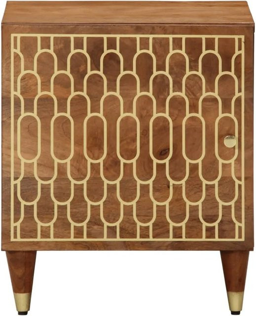 vidaXL Nachttisch Modell 6 aus Massivholz Mango in Braun mit Blumenmuster im Retro-Stil, B/T/H: 40 x 33 x 46 cm - Bild 1