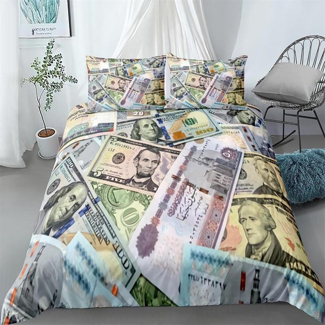 Bettwäsche-Set Your Warm Home mit Dollar-Muster in Multicolour, King-Size, 3-teilig aus Polyester, B/H: 200 x 230 cm mit zwei Kissenbezügen (50 x 70 cm) - Bild 1