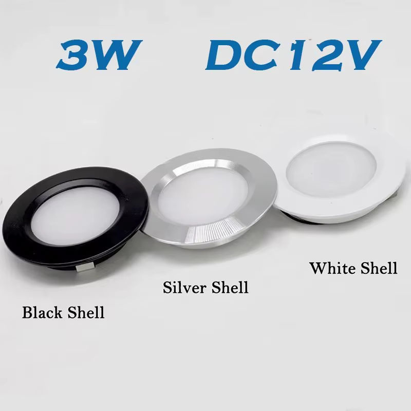 KPSUN LED-Downlight Runde Einbau-Deckenleuchte Dimmbar 3W DC12V in Schwarz, Weiß oder Silber - Bild 2