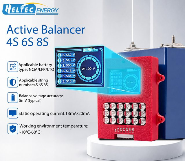 Ecoflypower Aktiver Equalizer Balancer für 4s 6s 8s LiFePO4 und LiPo Batterien in Rot, 5A Energieübertragung - Bild 1