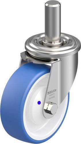 Blickle LEXZ-POTHS 100XKA Edelstahl-Lenkrolle mit Rad-Durchmesser 100 mm und einer Tragfähigkeit von max. 150 kg in Blau und Weiß - Bild 1