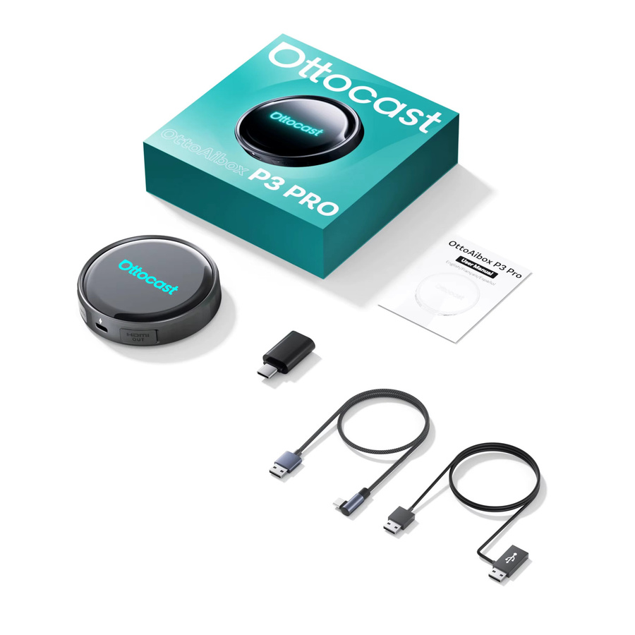 Ottocast Otto Aibox P3 Pro Wireless CarPlay und Android Auto AI Box mit HDMI, QCM 6225, YouTube und Netflix in Schwarz - Bild 5