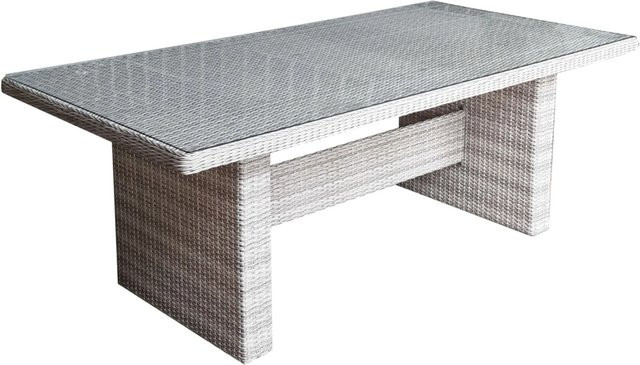 Garden Pleasure Gartentisch rechteckig aus Kunststoff und Glas in rustikalem Design für den Außenbereich - Bild 1
