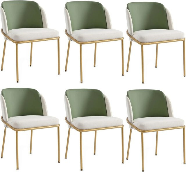 Merax Stuhl Set 6 Stück in Grün und Gold mit verstellbaren Füßen für das Esszimmer - Bild 1